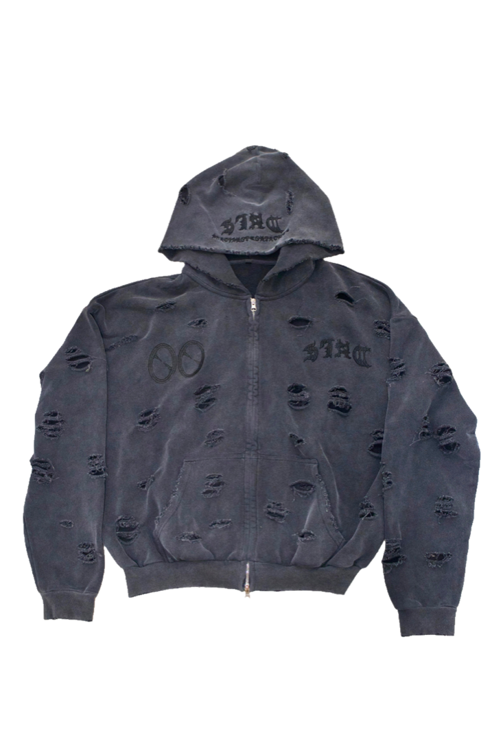 ”Destroyed” Zip Up